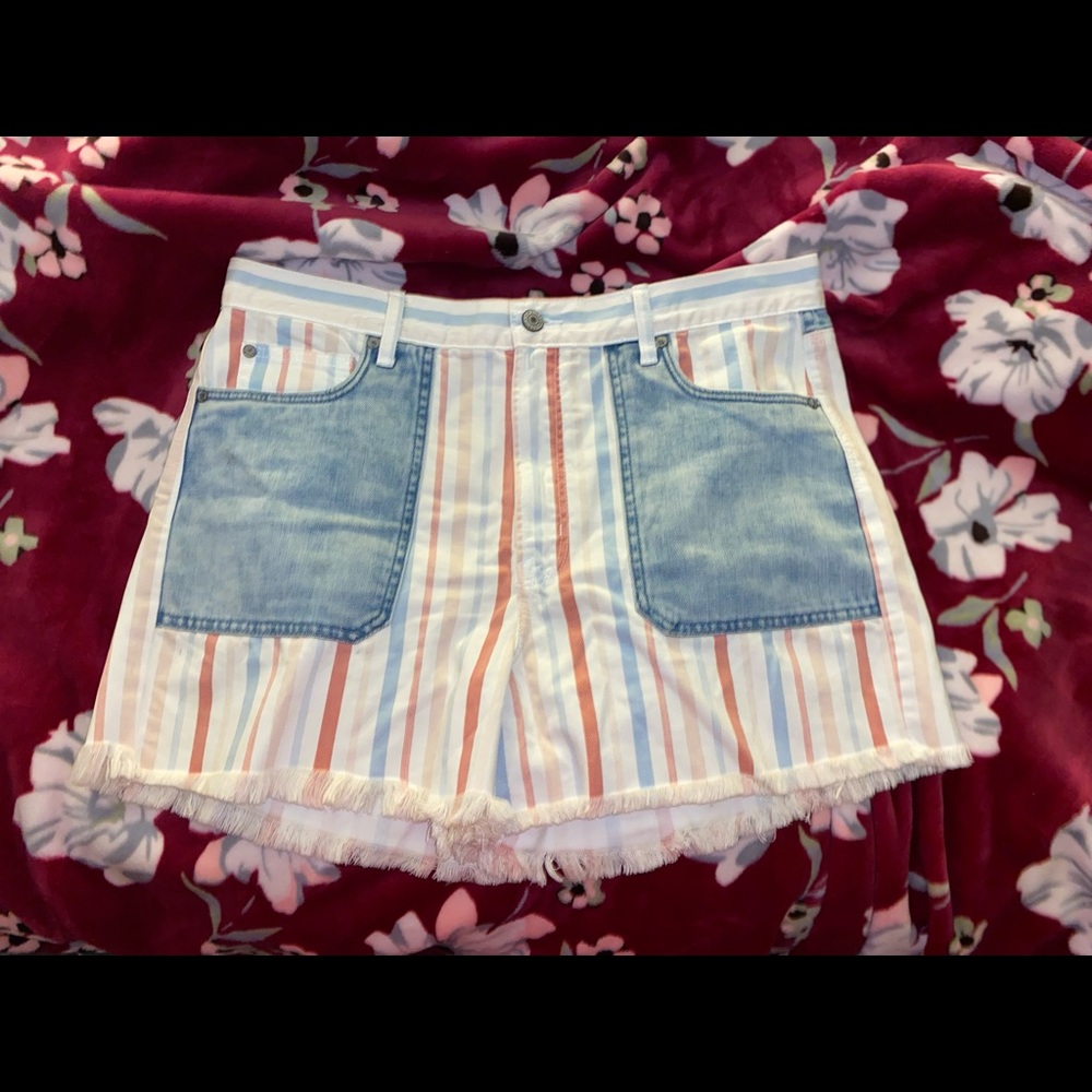 American Eagle Colored Striped Denim Shorts